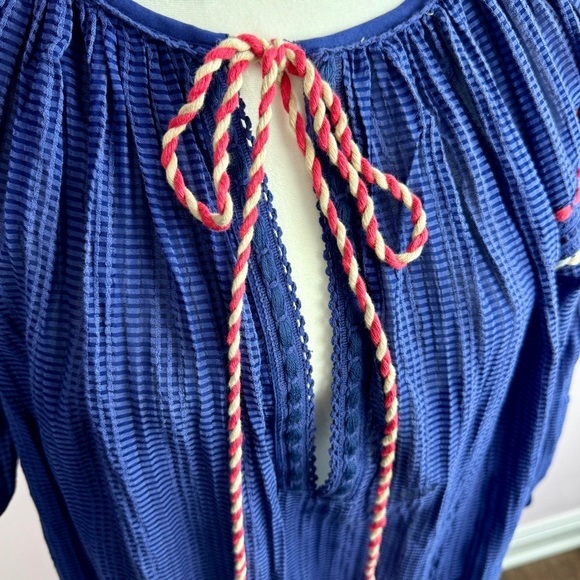 Anthropologie Conditions Apply dress blue tassels long sleeve size S - Picture 4 of 9